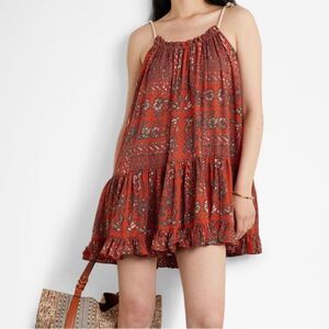 ULLA JOHNSON Trula tiered printed cotton-blend voile mini dress Clementine Small
